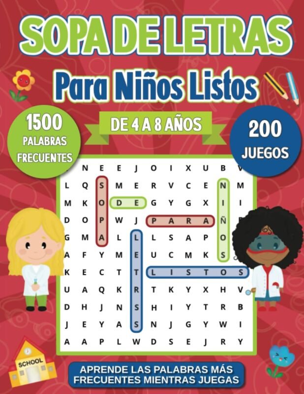 Sopa de Letras para Niños Listos. De 4 a 8 años